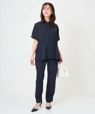 F1BGD44160 MK MICHEL KLEIN(小さいサイズ)(メゾン ドゥ サンク) 【小さいサイズ】[UVカット/接触冷感/防シワ/通気性/洗濯機で洗える]バンドカラーブラウス ベージュ