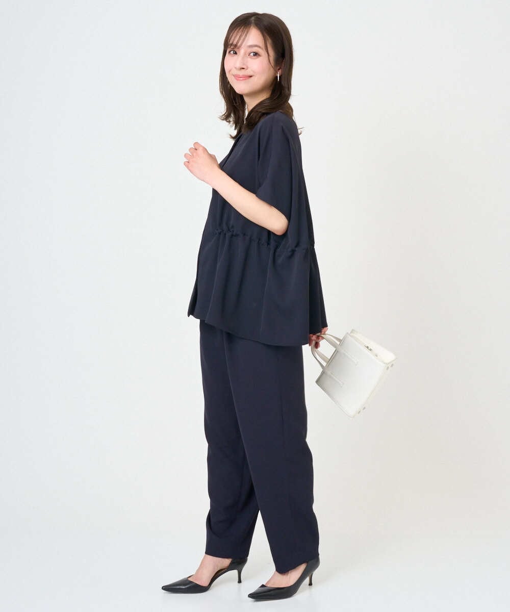 F1BGD44160 MK MICHEL KLEIN(小さいサイズ)(メゾン ドゥ サンク) 【小さいサイズ】[UVカット/接触冷感/防シワ/通気性/洗濯機で洗える]バンドカラーブラウス ベージュ