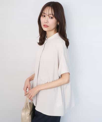 F1BGD44160 MK MICHEL KLEIN(小さいサイズ) 【小さいサイズ】[UVカット/接触冷感/防シワ/通気性/洗濯機で洗える]バンドカラーブラウス