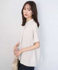 F1BGD44160 MK MICHEL KLEIN(小さいサイズ)(メゾン ドゥ サンク) 【小さいサイズ】[UVカット/接触冷感/防シワ/通気性/洗濯機で洗える]バンドカラーブラウス ベージュ