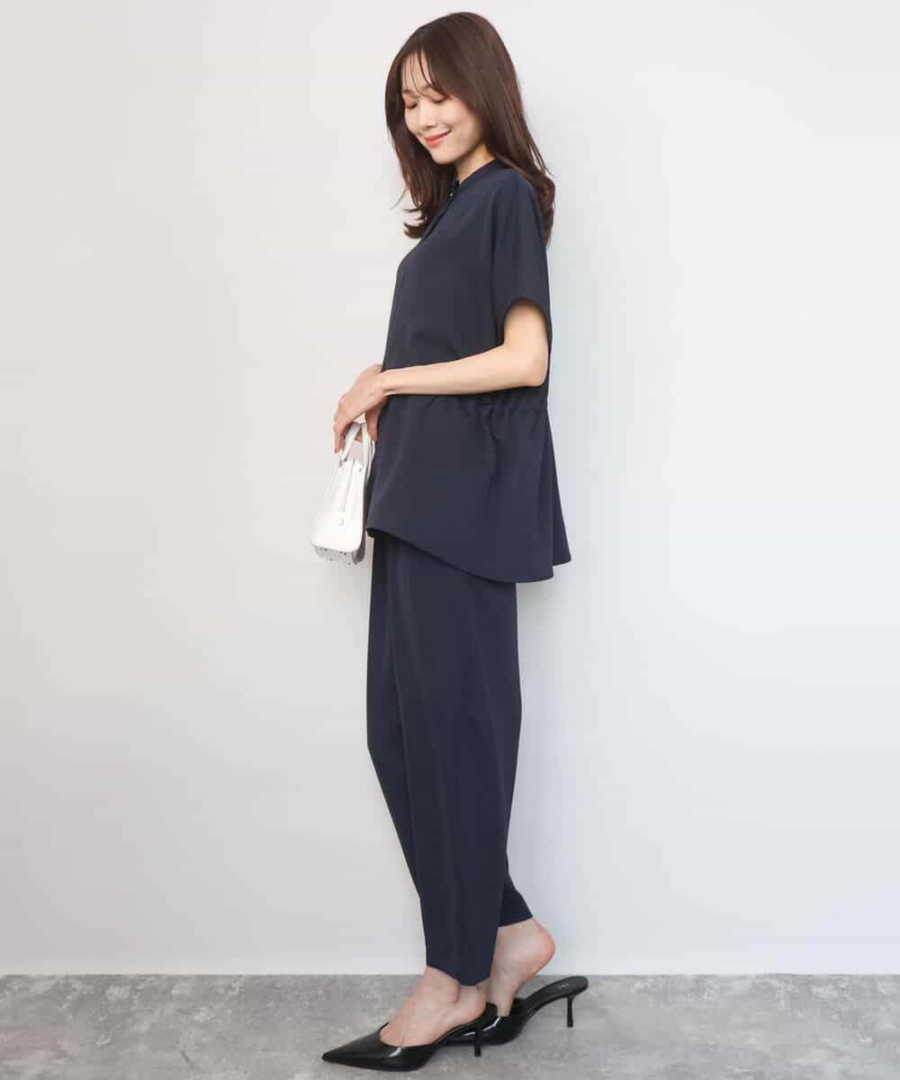 F1BGD44160 MK MICHEL KLEIN(小さいサイズ)(メゾン ドゥ サンク) 【小さいサイズ】[UVカット/接触冷感/防シワ/通気性/洗濯機で洗える]バンドカラーブラウス ベージュ