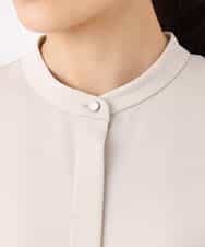 F1BGD44160 MK MICHEL KLEIN(小さいサイズ)(メゾン ドゥ サンク) 【小さいサイズ】[UVカット/接触冷感/防シワ/通気性/洗濯機で洗える]バンドカラーブラウス ベージュ