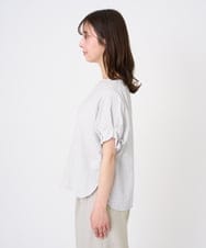 F1BGD45160 MK MICHEL KLEIN(小さいサイズ)(メゾン ドゥ サンク) 【小さいサイズ】[洗える]シアーチェック柄タックスリーブブラウス ライトグレー