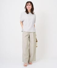 F1BGD45160 MK MICHEL KLEIN(小さいサイズ)(メゾン ドゥ サンク) 【小さいサイズ】[洗える]シアーチェック柄タックスリーブブラウス ライトグレー