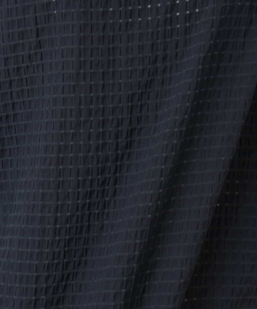 F1BGD45160 MK MICHEL KLEIN(小さいサイズ)(メゾン ドゥ サンク) 【小さいサイズ】[洗える]シアーチェック柄タックスリーブブラウス ライトグレー