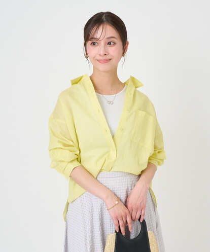 F1BGD47150 MK MICHEL KLEIN(小さいサイズ) 【小さいサイズ】リネン混カラーシャツブラウス/接触冷感/洗える