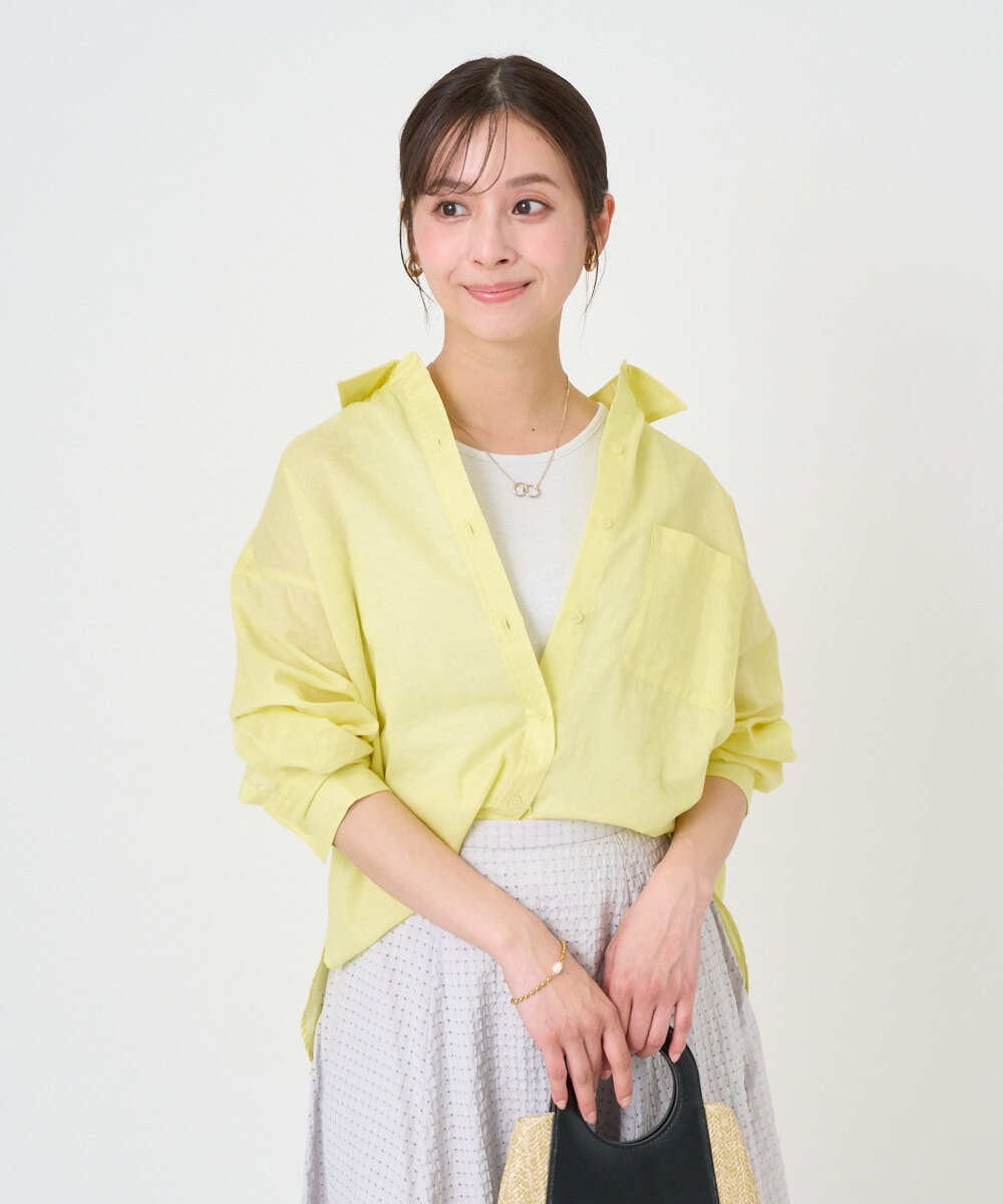 F1BGD47150 MK MICHEL KLEIN(小さいサイズ) 【小さいサイズ】リネン混カラーシャツブラウス/接触冷感/洗える