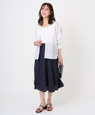 F1BGD47150 MK MICHEL KLEIN(小さいサイズ)(メゾン ドゥ サンク) 【小さいサイズ】リネン混カラーシャツブラウス/接触冷感/洗える ブラウン