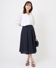 F1BGD47150 MK MICHEL KLEIN(小さいサイズ)(メゾン ドゥ サンク) 【小さいサイズ】リネン混カラーシャツブラウス/接触冷感/洗える ブラウン