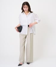 F1BGD47150 MK MICHEL KLEIN(小さいサイズ)(メゾン ドゥ サンク) 【小さいサイズ】リネン混カラーシャツブラウス/接触冷感/洗える ブラウン