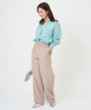 F1BGD47150 MK MICHEL KLEIN(小さいサイズ)(メゾン ドゥ サンク) 【小さいサイズ】リネン混カラーシャツブラウス/接触冷感/洗える ブラウン