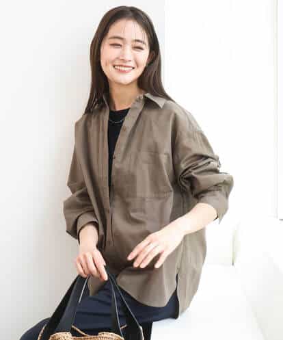 F1BGD47150 MK MICHEL KLEIN(小さいサイズ) 【小さいサイズ】リネン混カラーシャツブラウス/接触冷感/洗える