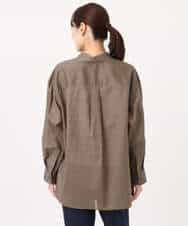 F1BGD47150 MK MICHEL KLEIN(小さいサイズ)(メゾン ドゥ サンク) 【小さいサイズ】リネン混カラーシャツブラウス/接触冷感/洗える ブラウン