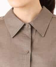 F1BGD47150 MK MICHEL KLEIN(小さいサイズ)(メゾン ドゥ サンク) 【小さいサイズ】リネン混カラーシャツブラウス/接触冷感/洗える ブラウン