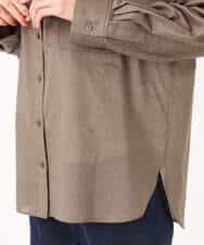 F1BGD47150 MK MICHEL KLEIN(小さいサイズ)(メゾン ドゥ サンク) 【小さいサイズ】リネン混カラーシャツブラウス/接触冷感/洗える ブラウン