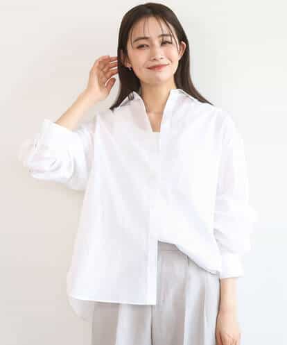 F1BGD47150 MK MICHEL KLEIN(小さいサイズ) 【小さいサイズ】リネン混カラーシャツブラウス/接触冷感/洗える