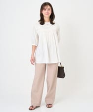 F1BGD48180 MK MICHEL KLEIN(小さいサイズ)(メゾン ドゥ サンク) 【小さいサイズ】コットンピンタックチュニックブラウス/洗える ライトブルー