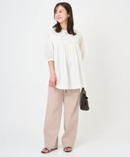 F1BGD48180 MK MICHEL KLEIN(小さいサイズ)(メゾン ドゥ サンク) 【小さいサイズ】コットンピンタックチュニックブラウス/洗える ライトブルー