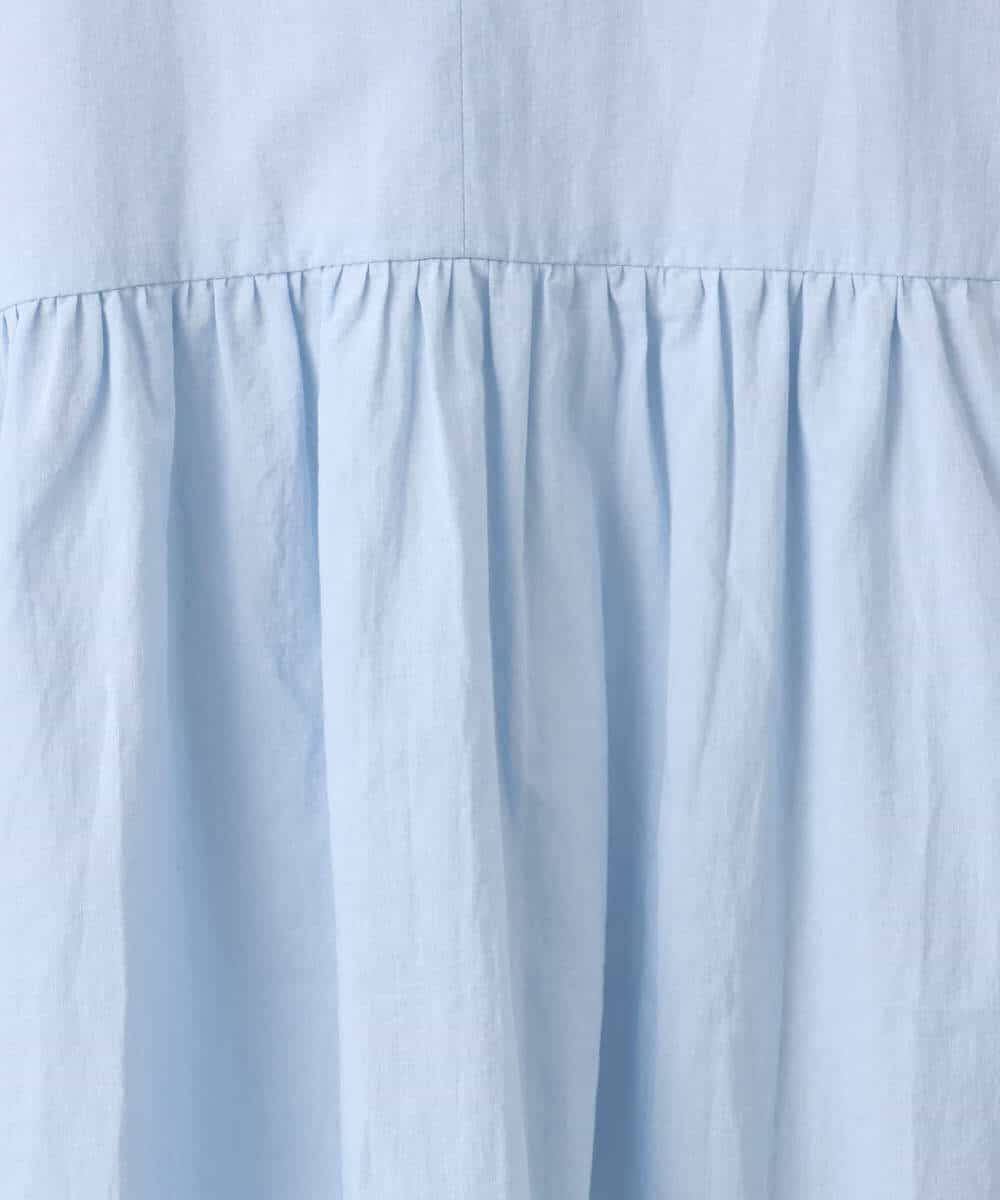 F1BGD48180 MK MICHEL KLEIN(小さいサイズ)(メゾン ドゥ サンク) 【小さいサイズ】コットンピンタックチュニックブラウス/洗える ライトブルー