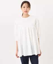 F1BGD48180 MK MICHEL KLEIN(小さいサイズ)(メゾン ドゥ サンク) 【小さいサイズ】コットンピンタックチュニックブラウス/洗える ライトブルー