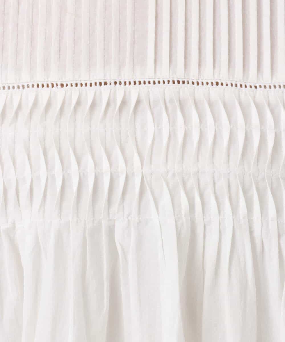 F1BGD48180 MK MICHEL KLEIN(小さいサイズ)(メゾン ドゥ サンク) 【小さいサイズ】コットンピンタックチュニックブラウス/洗える ライトブルー