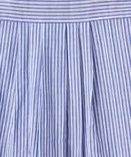 F1BGD50160 MK MICHEL KLEIN(小さいサイズ)(メゾン ドゥ サンク) 【小さいサイズ】[洗える]ストライプレース五分袖シャツブラウス ブルー