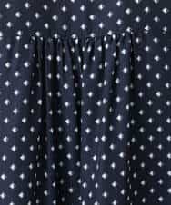 F1BGD51150 MK MICHEL KLEIN(小さいサイズ)(メゾン ドゥ サンク) 【小さいサイズ】[UVカット/接触冷感/洗濯機で洗える]フレアスリーブ幾何柄ブラウス ネイビー