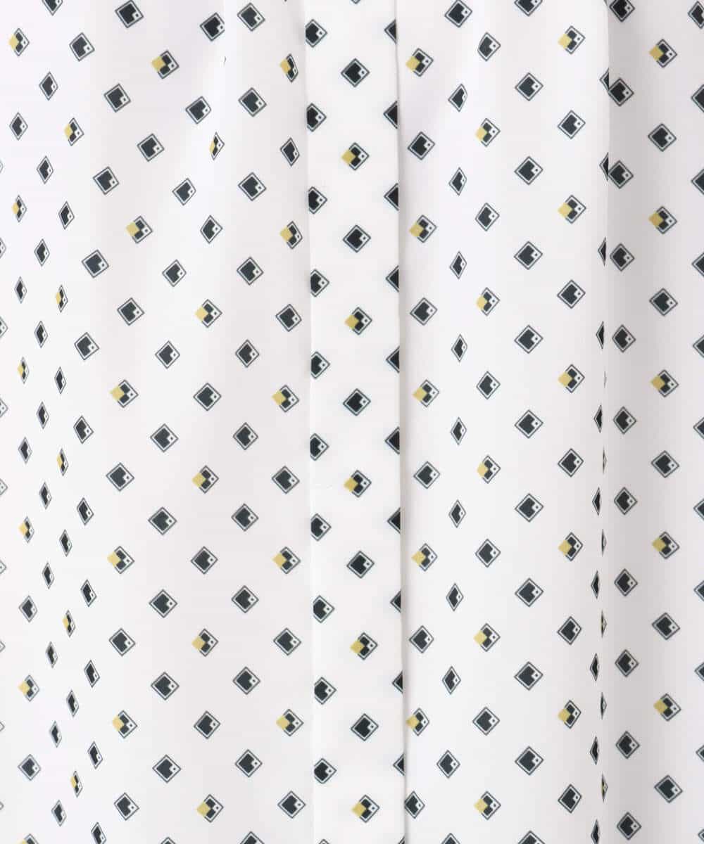 F1BGD51150 MK MICHEL KLEIN(小さいサイズ)(メゾン ドゥ サンク) 【小さいサイズ】[UVカット/接触冷感/洗濯機で洗える]フレアスリーブ幾何柄ブラウス ネイビー