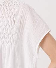 F1BGD52170 MK MICHEL KLEIN(小さいサイズ)(メゾン ドゥ サンク) 【小さいサイズ】[洗える]ハンドスモッキングブラウス ホワイト