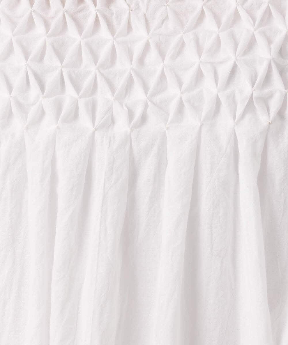 F1BGD52170 MK MICHEL KLEIN(小さいサイズ)(メゾン ドゥ サンク) 【小さいサイズ】[洗える]ハンドスモッキングブラウス ホワイト