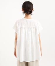 F1BGD52170 MK MICHEL KLEIN(小さいサイズ)(メゾン ドゥ サンク) 【小さいサイズ】[洗える]ハンドスモッキングブラウス ホワイト