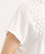 F1BGD52170 MK MICHEL KLEIN(小さいサイズ)(メゾン ドゥ サンク) 【小さいサイズ】[洗える]ハンドスモッキングブラウス ホワイト