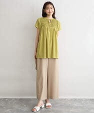 F1BGD52170 MK MICHEL KLEIN(小さいサイズ)(メゾン ドゥ サンク) 【小さいサイズ】[洗える]ハンドスモッキングブラウス ホワイト