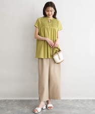 F1BGD52170 MK MICHEL KLEIN(小さいサイズ)(メゾン ドゥ サンク) 【小さいサイズ】[洗える]ハンドスモッキングブラウス ホワイト