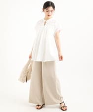 F1BGD52170 MK MICHEL KLEIN(小さいサイズ)(メゾン ドゥ サンク) 【小さいサイズ】[洗える]ハンドスモッキングブラウス ホワイト
