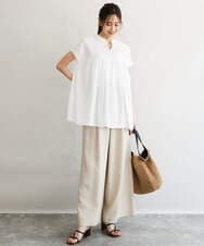 F1BGD52170 MK MICHEL KLEIN(小さいサイズ)(メゾン ドゥ サンク) 【小さいサイズ】[洗える]ハンドスモッキングブラウス ホワイト