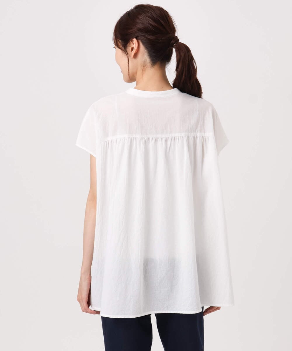 F1BGD52170 MK MICHEL KLEIN(小さいサイズ)(メゾン ドゥ サンク) 【小さいサイズ】[洗える]ハンドスモッキングブラウス ホワイト