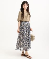 F1BGD53140 MK MICHEL KLEIN(小さいサイズ)(メゾン ドゥ サンク) 【小さいサイズ】[UVカット/接触冷感/洗える]サテン フロントタックデザインブラウス ベージュ