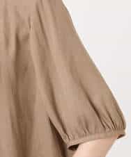 F1BGD53140 MK MICHEL KLEIN(小さいサイズ)(メゾン ドゥ サンク) 【小さいサイズ】[UVカット/接触冷感/洗える]サテン フロントタックデザインブラウス ベージュ