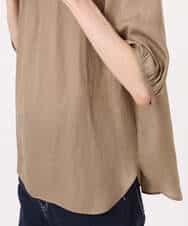 F1BGD53140 MK MICHEL KLEIN(小さいサイズ)(メゾン ドゥ サンク) 【小さいサイズ】[UVカット/接触冷感/洗える]サテン フロントタックデザインブラウス ベージュ