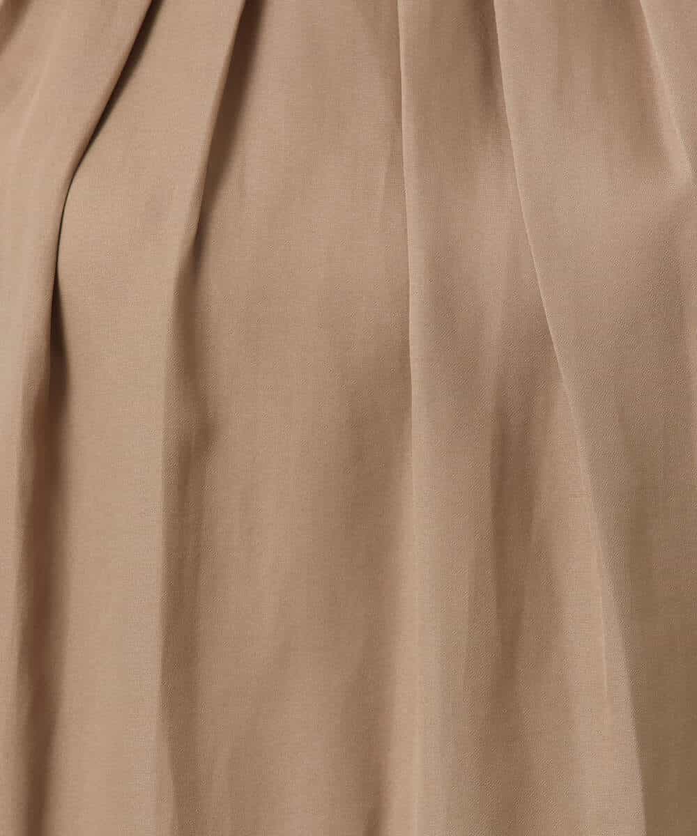 F1BGD53140 MK MICHEL KLEIN(小さいサイズ)(メゾン ドゥ サンク) 【小さいサイズ】[UVカット/接触冷感/洗える]サテン フロントタックデザインブラウス ベージュ