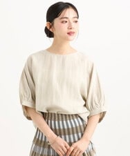 F1BGD55150 MK MICHEL KLEIN(小さいサイズ)(メゾン ドゥ サンク) 【小さいサイズ】[UVカット/接触冷感/洗える]ボリュームスリーブブラウス ベージュ