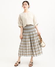F1BGD55150 MK MICHEL KLEIN(小さいサイズ)(メゾン ドゥ サンク) 【小さいサイズ】[UVカット/接触冷感/洗える]ボリュームスリーブブラウス ベージュ