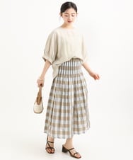 F1BGD55150 MK MICHEL KLEIN(小さいサイズ)(メゾン ドゥ サンク) 【小さいサイズ】[UVカット/接触冷感/洗える]ボリュームスリーブブラウス ベージュ