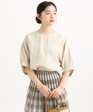 F1BGD55150 MK MICHEL KLEIN(小さいサイズ)(メゾン ドゥ サンク) 【小さいサイズ】[UVカット/接触冷感/洗える]ボリュームスリーブブラウス ベージュ