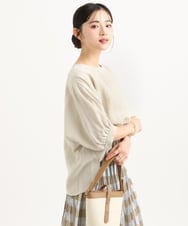 F1BGD55150 MK MICHEL KLEIN(小さいサイズ)(メゾン ドゥ サンク) 【小さいサイズ】[UVカット/接触冷感/洗える]ボリュームスリーブブラウス ベージュ