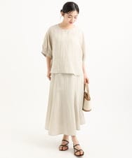 F1BGD55150 MK MICHEL KLEIN(小さいサイズ)(メゾン ドゥ サンク) 【小さいサイズ】[UVカット/接触冷感/洗える]ボリュームスリーブブラウス ベージュ