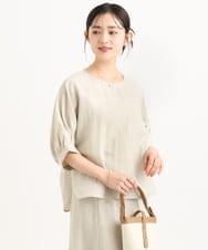 F1BGD55150 MK MICHEL KLEIN(小さいサイズ)(メゾン ドゥ サンク) 【小さいサイズ】[UVカット/接触冷感/洗える]ボリュームスリーブブラウス ベージュ