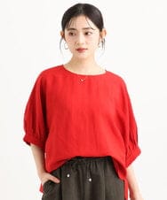 F1BGD55150 MK MICHEL KLEIN(小さいサイズ)(メゾン ドゥ サンク) 【小さいサイズ】[UVカット/接触冷感/洗える]ボリュームスリーブブラウス ベージュ