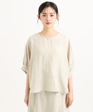 F1BGD55150 MK MICHEL KLEIN(小さいサイズ)(メゾン ドゥ サンク) 【小さいサイズ】[UVカット/接触冷感/洗える]ボリュームスリーブブラウス ベージュ